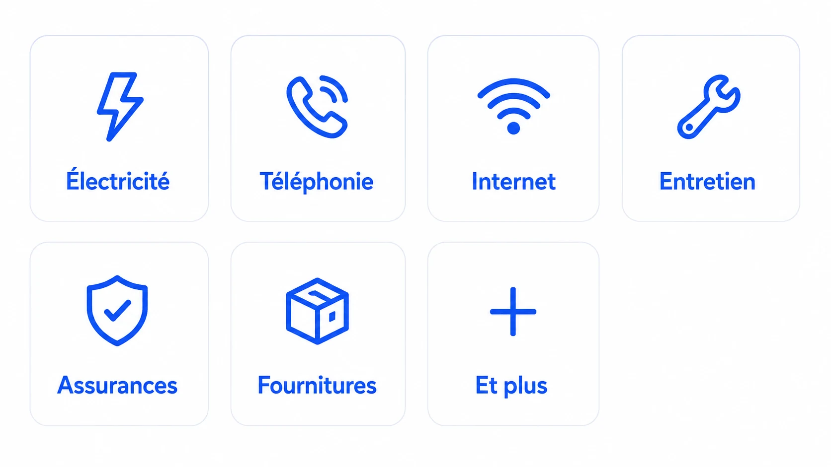 Suivi des frais généraux : électricité, téléphonie, internet, assurances, fournitures